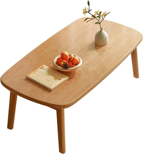 YVYKFZD Folding Coffee Table, Portable Low Tea Table, Center Table with Solid Wood Legs, Minimalist End Table for Living Room, No Assembly Wood Color
