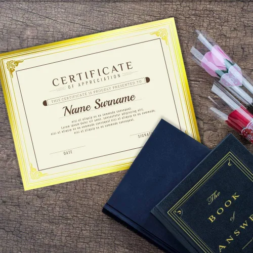 Miniatura 5 de SUNEE 50 hojas de papel para certificados - Borde en blanco de lámina dorada, tamaño carta 8.5x11 para diploma, certificados, premios