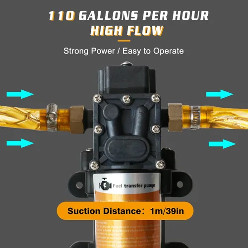 Miniatura 4 de Bomba portátil de transferencia de gasolina eléctrica DC de 12V 75W, transfiere hasta 110 galones de gasolina por hora, ideal para vehículos, botes