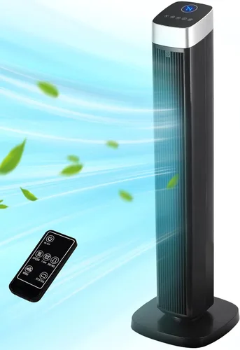 Uthfy Ventilador de torre para dormitorio, ventilador silencioso de piso sin aspas de 41 pulgadas, ventilador de pie oscilante de 90° con