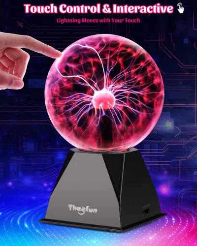 Miniatura 3 de Theefun Bola de Plasma: Verdadera Bola de 6 Pulgadas con Base de 3.5 Pulgadas, Globo de Plasma Regalos de Navidad Lámpara Sensible al Tacto y Sonido