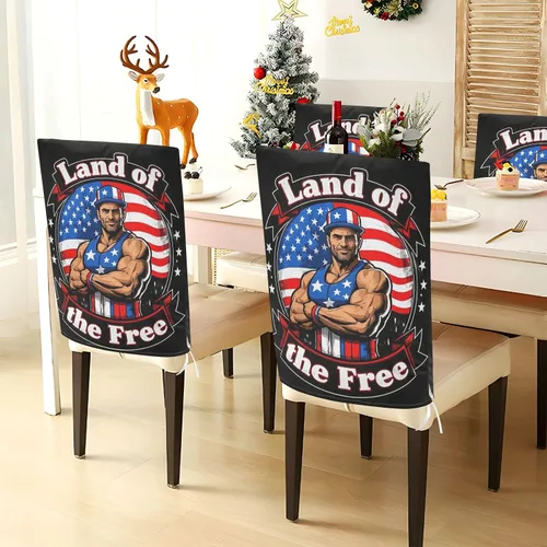 Miniatura 4 de 4th of July Independence Day Land of Free Decorative Covers for Chairs for Ceremony Anti-Dust Parson Chair Covers forro para sillas de comedor 6