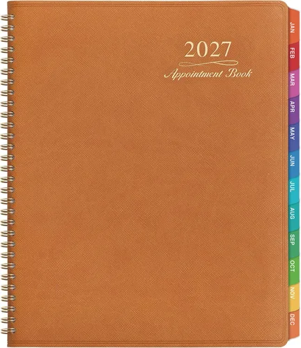 Agenda 2027 – Agenda semanal de citas 2027, enero de 2027 a diciembre de 2027, 8.26 x 11.4 pulgadas, agenda diaria/por hora con pestañas, 15