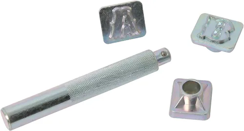 Miniatura 6 de Kit de 27 piezas de punzón estándar de cuero del alfabeto, 26 sellos del alfabeto de 3/4 pulgadas (0.748 in) y 1 mango de estampado