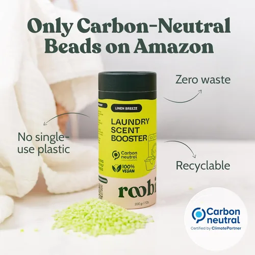 Miniatura 2 de Perlas de refuerzo de aroma para ropa sostenibles Roobi. Perlas de fragancia Linen Breeze para lavandería. Hasta 20 ciclos de lavado. Carbono