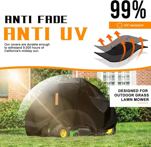 Miniatura 8 de Funda para cortacéspedes de montar impermeable para exteriores, fundas resistentes para tractor 600D anti-UV, ajuste universal para plataformas