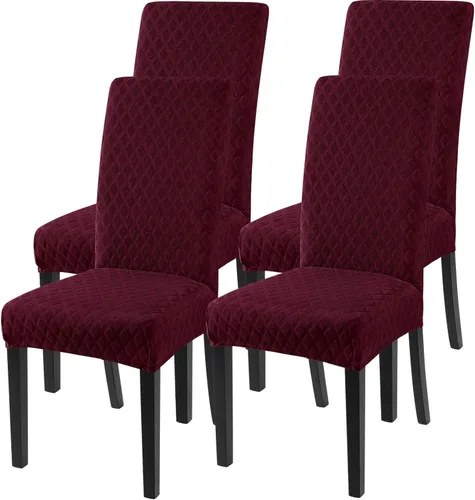 Miniatura 49 de SearchI Juego de 4 fundas para sillas de comedor, elásticas con estampado floral, fundas deslizables para sillas Parsons de spandex, removibles