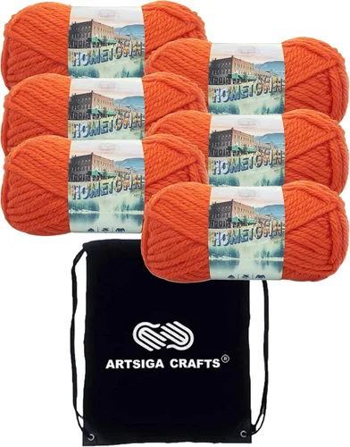 Miniatura 55 de Lion Brand Hometown New York White 135-100 (3 madejas - mismo lote de tinte) #6 S Bulky - Hila acrílica para crochet y tejer con bolsa para proyectos