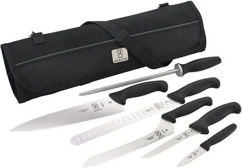 Mercer Culinary Millennia - Juego de 7 rollos de cuchillos, color negro