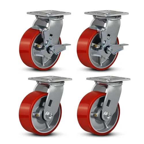 Miniatura 77 de Ruedas industriales de 4 x 2 pulgadas, ruedas resistentes, ruedas de poliuretano, capacidad de hasta 3200 libras. Uso para camión de plataforma