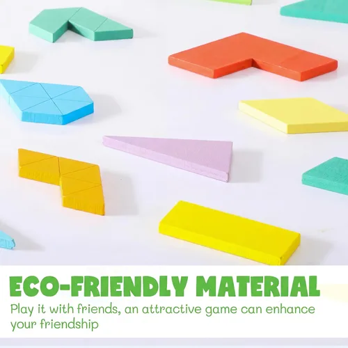 Miniatura 4 de Yunsailing Paquete de 3 rompecabezas grandes de madera hexagonal Tangram rompecabezas de madera rusa para adultos desafío teasers geométrico, lógica