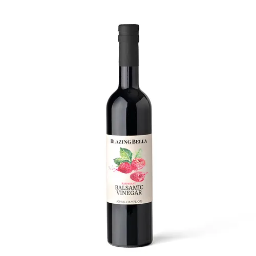 Miniatura 5 de Conjunto de Variedad de Cinco Botellas de Vinagre Balsámico de Blazing Bella de 250 ML - Envejecido en Barril, Fresa, Frambuesa, Blanco y Higo