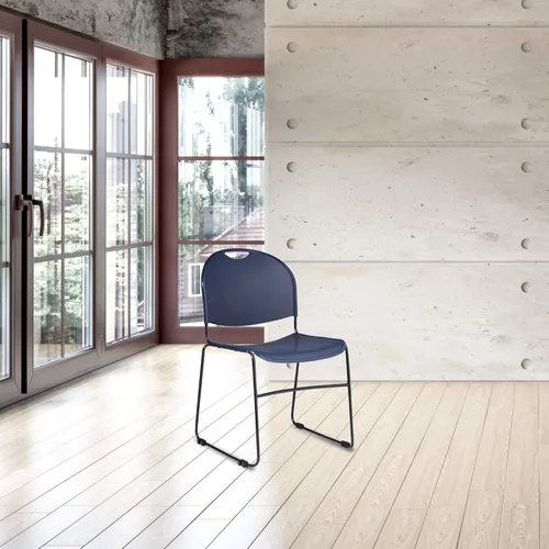 Miniatura 2 de OEF Furnishings OEF855-CL/4 Silla apilable comercial ultra compacta (azul marino, paquete de 4)