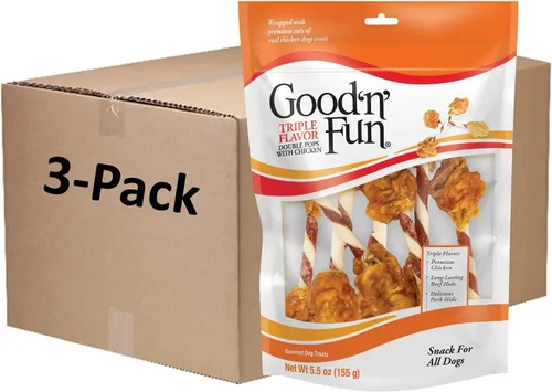 Miniatura 15 de Good 'n' Fun Mancuernas con sabor a pollo, 4 onzas, aperitivos de cuero crudo para perros pequeños