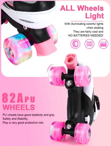 Miniatura 3 de Patines en línea ajustables para niñas y mujeres, todas las 8 ruedas de los patines de niña brillan, iluminación segura y divertida para niños
