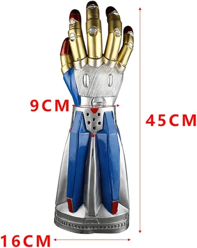 Miniatura 2 de Shqncoh Guante largo de PVC para hombre para cosplay mano derecha accesorio de Halloween para adultos plateado azul BlueSilver