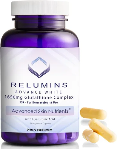 Suero de blanqueamiento Relumins Advance White con complejo de glutatión, fórmula dermatológica 15× con nutrientes de la piel avanzados de 0.058