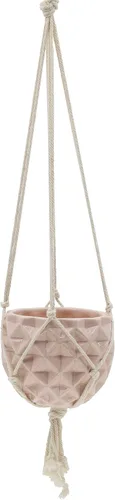 Miniatura 2 de Flora Bunda Maceta colgante para suculentas de 5 pulgadas de cerámica macramé rosa brillante