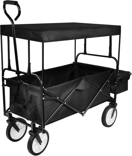 Miniatura 10 de YSSOA Carrito de Jardín Plegable, Rodante y Colapsible, Carrito de Utilidad para Campamento al Aire Libre con Ruedas Giratorias de 360 Grados