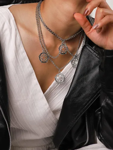 Miniatura 4 de Sacina Gargantilla gótica en capas, gargantilla gótica, gargantilla grunge, collares grunge, collares Y2K, Halloween, Navidad, Año Nuevo, regalo