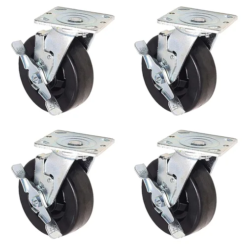 Miniatura 12 de ICON Ruedas giratorias PHN de 6 x 2 pulgadas, ruedas industriales resistentes, placa superior de 4 x 4.5 pulgadas, negro, 2 ruedas rígidas 2
