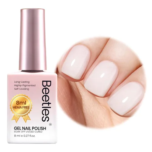 Miniatura 96 de Beetles - Esmalte de uñas de gel ultravioleta semipermanente sin HEMA de alto brillo para manicura francesa y arte de uñas, frasco a juego, blanco