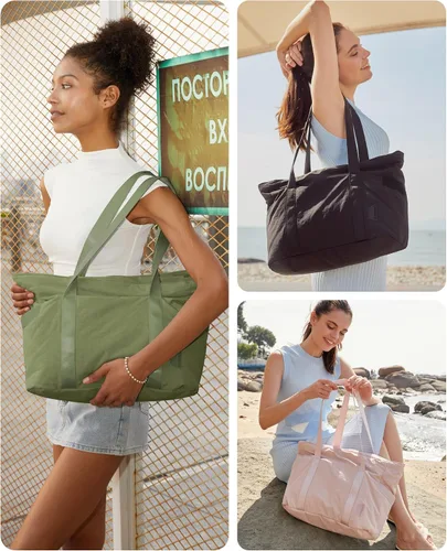 Miniatura 76 de BAGSMART Bolsa de mano para mujer con cremallera, bolsa de gimnasio con compartimentos, bolsa de trabajo para enfermera, baile, bolsa de yoga