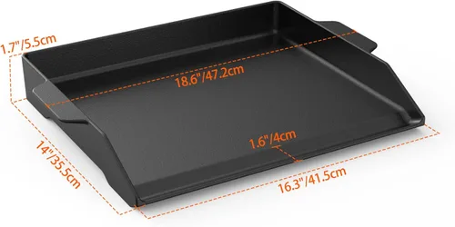 Miniatura 2 de Onlyfire Plancha universal de hierro fundido para parrillas de gas y horno de cocina, plancha plana de BBQ antiadherente con asas para cocinar al