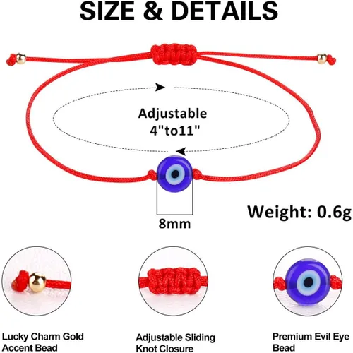 Miniatura 2 de 4 pulseras ajustables contra el mal de ojo, hechas a mano, joyería contra el mal de ojo, pulsera de protección contra el mal de ojo para mujer