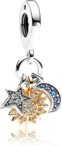 RMMY Dije de plata de ley 925 de Mickey 100 para pulsera, collar, colgante de sirena viajando por el universo para mujeres y niñas, regalos de