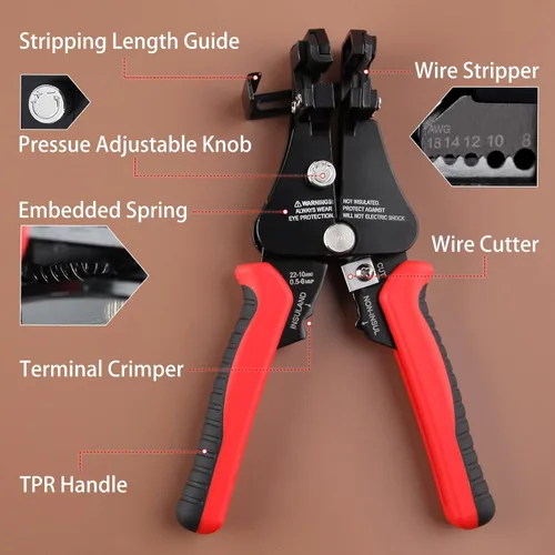 Miniatura 3 de SPEEDWOX Pelacables automático 3 en 1, herramienta de prensado de corte de pelado de cables, herramienta de prensado de cables universal de mano