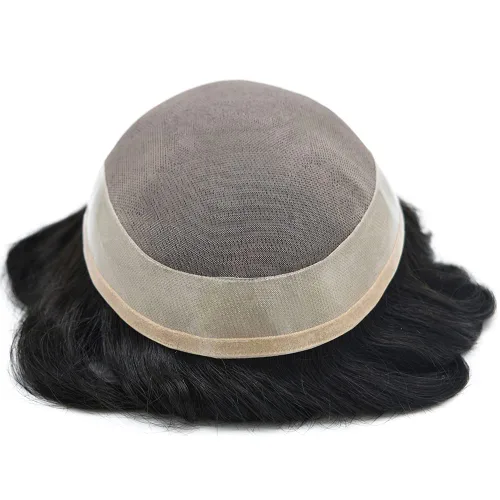 Miniatura 7 de FACE MIRACLE - Extensiones de pelo humano Remy indio para hombre con revestimiento de poliéster alrededor de los sistemas capilares, piezas de pelo