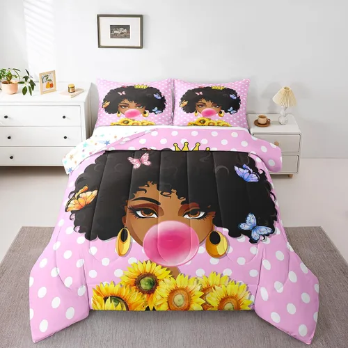 Miniatura 31 de Erosebridal Juego de edredón de sirena para niños, tamaño matrimonial, para niñas, ropa de cama de sirena brillante azul y rosa, juego de ropa