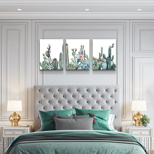 Miniatura 5 de Lienzo decorativo para pared de dormitorio, sala de estar, impresiones en lienzo, obras de arte, decoración de pared de baño, plantas verdes, Verde