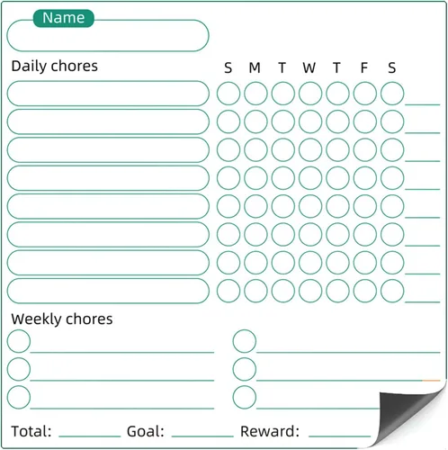 Miniatura 8 de Tabla magnética de tareas de comportamiento para niños, 3 unidades, tablas de comportamiento de borrado en seco, gráficos en blanco, marcadores