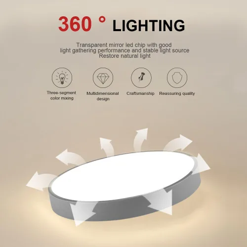 Miniatura 9 de Led Ceiling Lamp - Remote Control Light Fixture, Grey, 16" 24w Flush Mount, Suitable for Bedroom, Hallway, Balcony, Office, Bathroom - 3000k-6000k