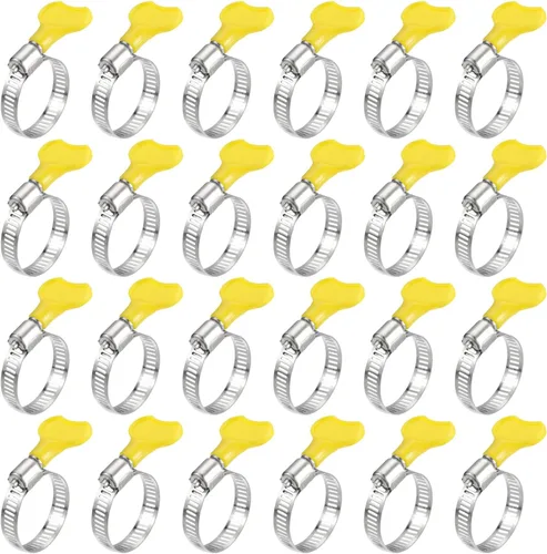 Miniatura 11 de uxcell Abrazadera de manguera de engranaje helicoidal, 24 abrazaderas de manguera de acero inoxidable ajustables de 1/2 a 3/4 pulgadas con mango