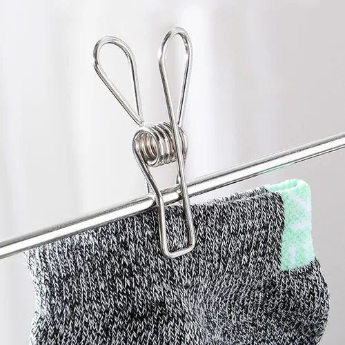Miniatura 4 de Paquete de 50 alfileres para colgar ropa, de acero inoxidable, resistentes al aire libre, alfileres de ropa grandes, clips de metal, 2.36 pulgadas