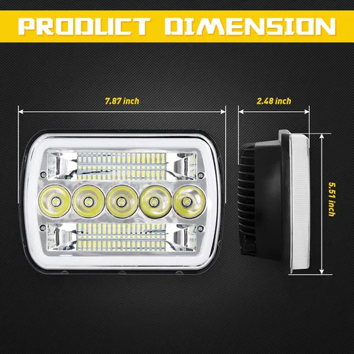 Miniatura 2 de BESTZHEYU 2 faros delanteros de 5 x 7 compatibles con Chevy Express 1500 2500 3500 Cargo Van F-150 F-250 F-350 Wrangler YJ Cherokee XJ Kenworth T300