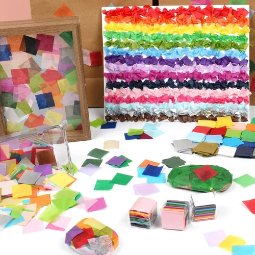 Miniatura 6 de Simetufy 5400 piezas de papel de seda cuadrado de 1 pulgada, 36 colores surtidos para manualidades, arte arcoíris a granel para el Día de la Madre