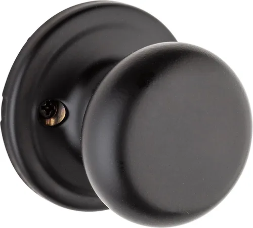 Miniatura 2 de Kwikset Hancock - Pomo de puerta de paso interior, manija para puertas de armario y pasillo, pomo de puerta sin bloqueo en negro mate