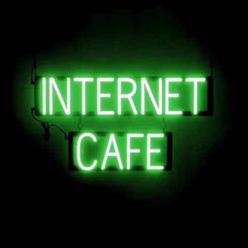 Miniatura 25 de SpellBrite Letrero WI-FI Letrero relacionado con café con aspecto de neón, fuente de luz LED azul 15.4 x 6.3 pulgadas