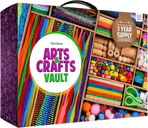Dan&Darci Bóveda de Artes y Manualidades - Kit de Suministros de Manualidades en una Caja - Regalo de Navidad para Niños de 4, 5, 6, 7, 8, 9, 10, 11