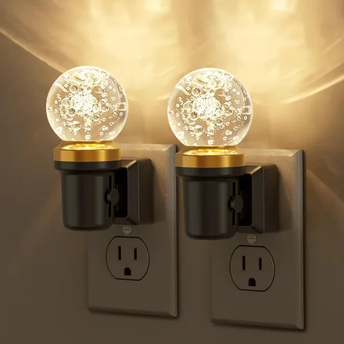 Miniatura 10 de JandCase Luces nocturnas enchufables a la pared, sensor de atardecer a amanecer, LED blanco suave de 3000 K, diseño acrílico, brillo ajustable de 0