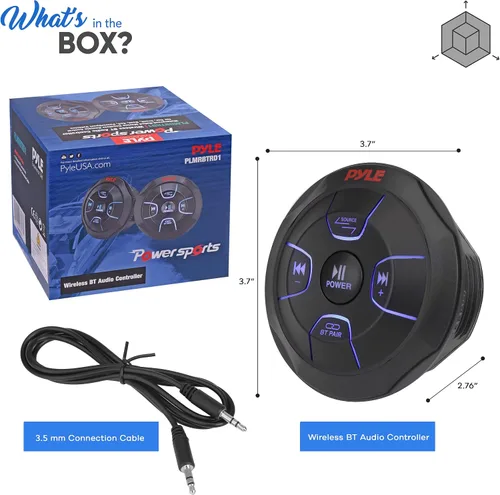 Miniatura 7 de Pyle Pyle PLMRBTRD1 - Controlador de audio Bluetooth inalámbrico Bluetooth con botón multimedia, receptor marino, control remoto con USB, AUX