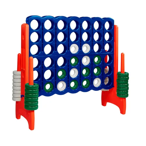 ECR4Kids Juego gigante Jumbo de 4 a puntuación con 42 anillos y deslizadores de reinicio, juegos para niños, azul/naranja