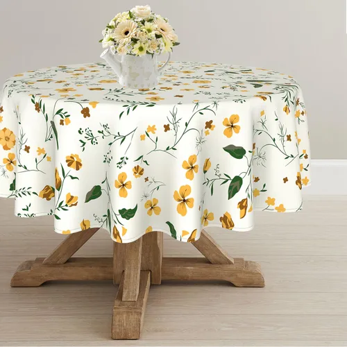 Miniatura 14 de Yighty Mantel Redondo de Navidad de 60 x 60 pulgadas, Mantel de Mesa de Decoración Navideña de Árbol y Alce, Poliéster Impermeable y Resistente a