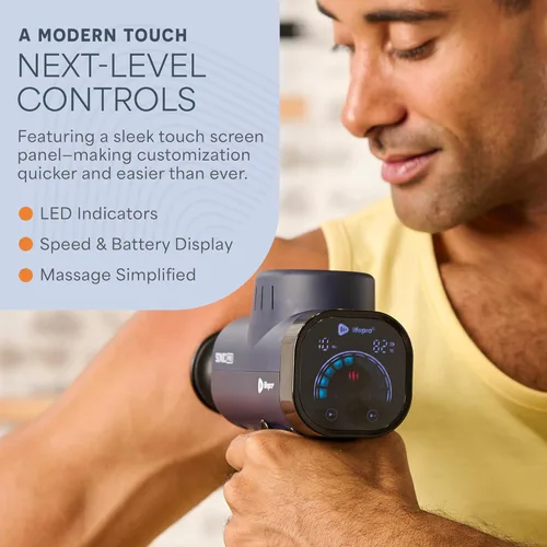 Miniatura 3 de LifePro Sonic Pro Pistola de masaje eléctrica de mano – Pistola de masaje de percusión de tejido profundo con 10 velocidades y 9 cabezales – Azul