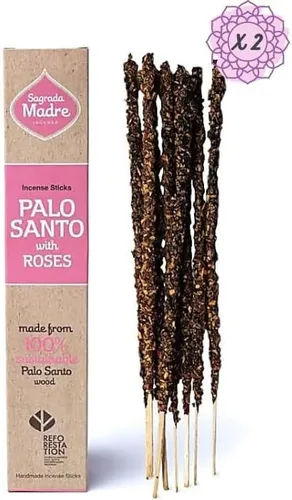 Sagrada Madre Palitos de incienso Palo Santo – Varillas de manchas naturales para limpieza, meditación, relajación – Vegano, combustión lenta, bajo
