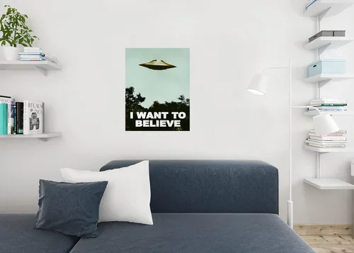 Miniatura 4 de Póster laminado con texto en inglés "I Want to Believe", decoración de habitación de los años 90, OVNI Alien SciFi, Fantasía, Horror, póster